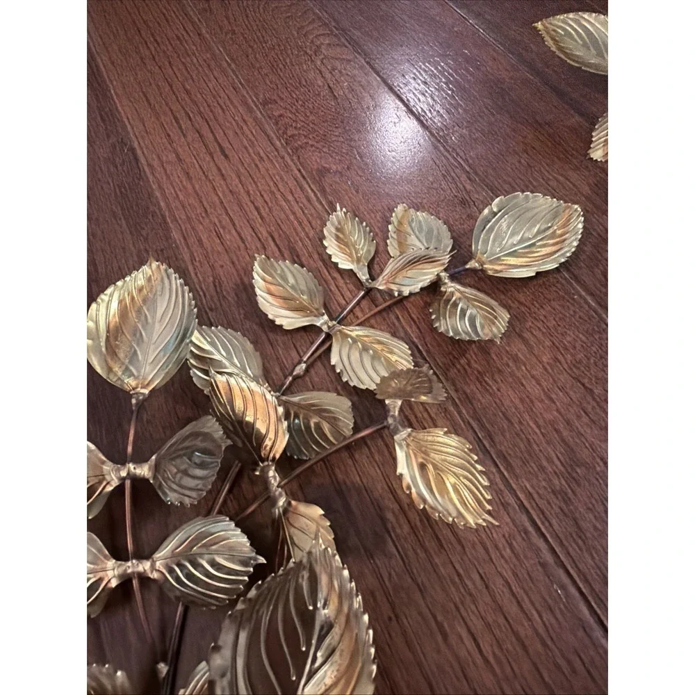 Vintage Brass HOMCO Home Interior Leaf Leaves Swag Wall Decor Hanging Set Of 2